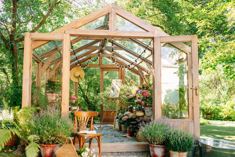 Wood and Glass Greenhouse